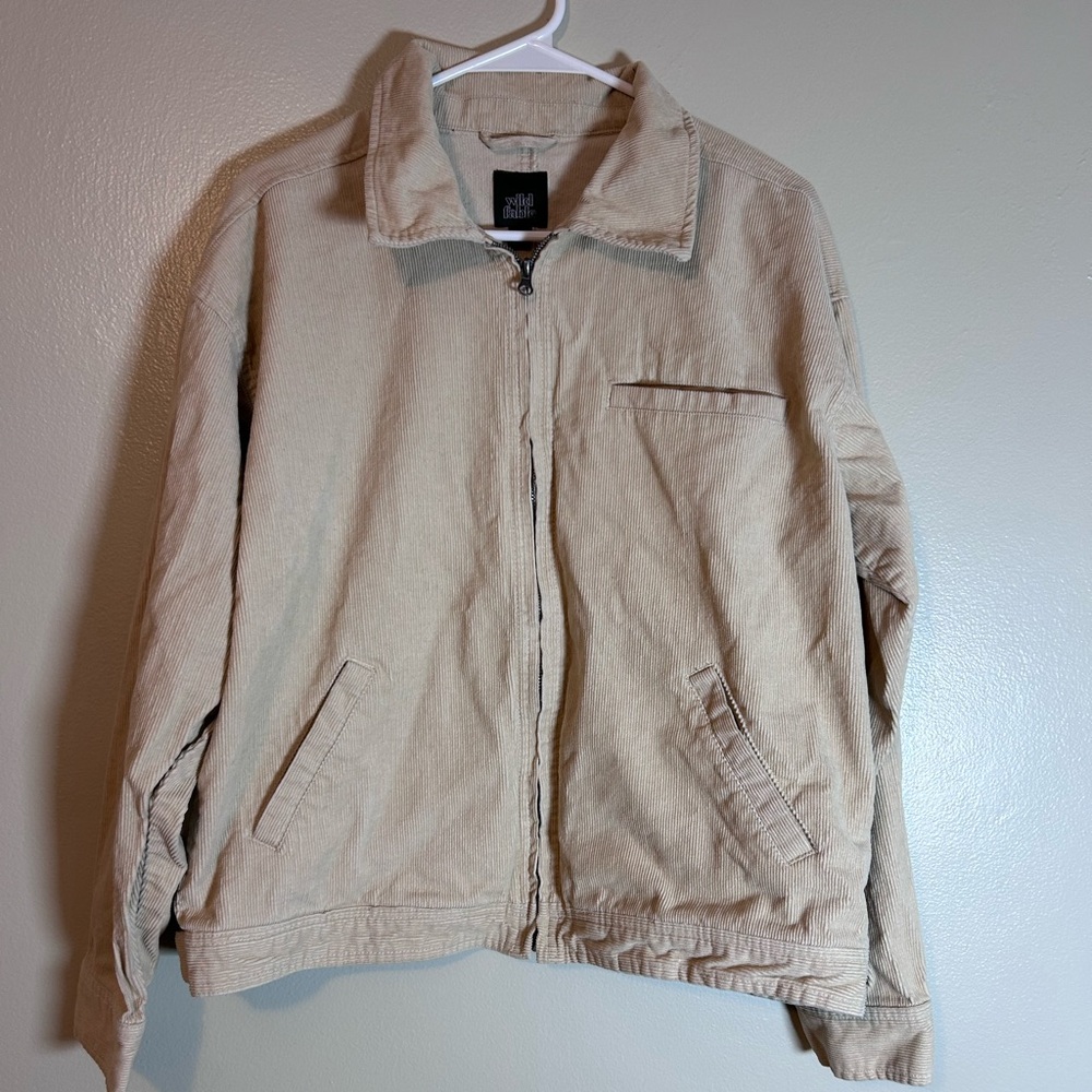 Wild Fable Jacket Beige Full Zip Collared Long Sleeve Pockets size medium